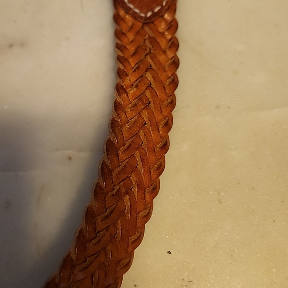 ECHO Made In Turkey Brown Leather Braided Belt - Picture 4 of 16